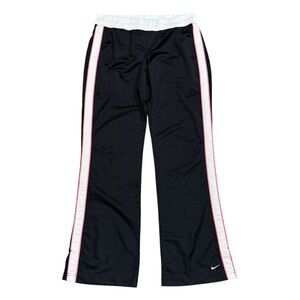 Nike Y2K Split Hem Flare Leg Pants Black White & Pink Stripe Pants Women’s Sz M
